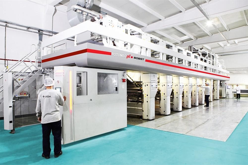 Rotogravure printing machine for flexible packaging