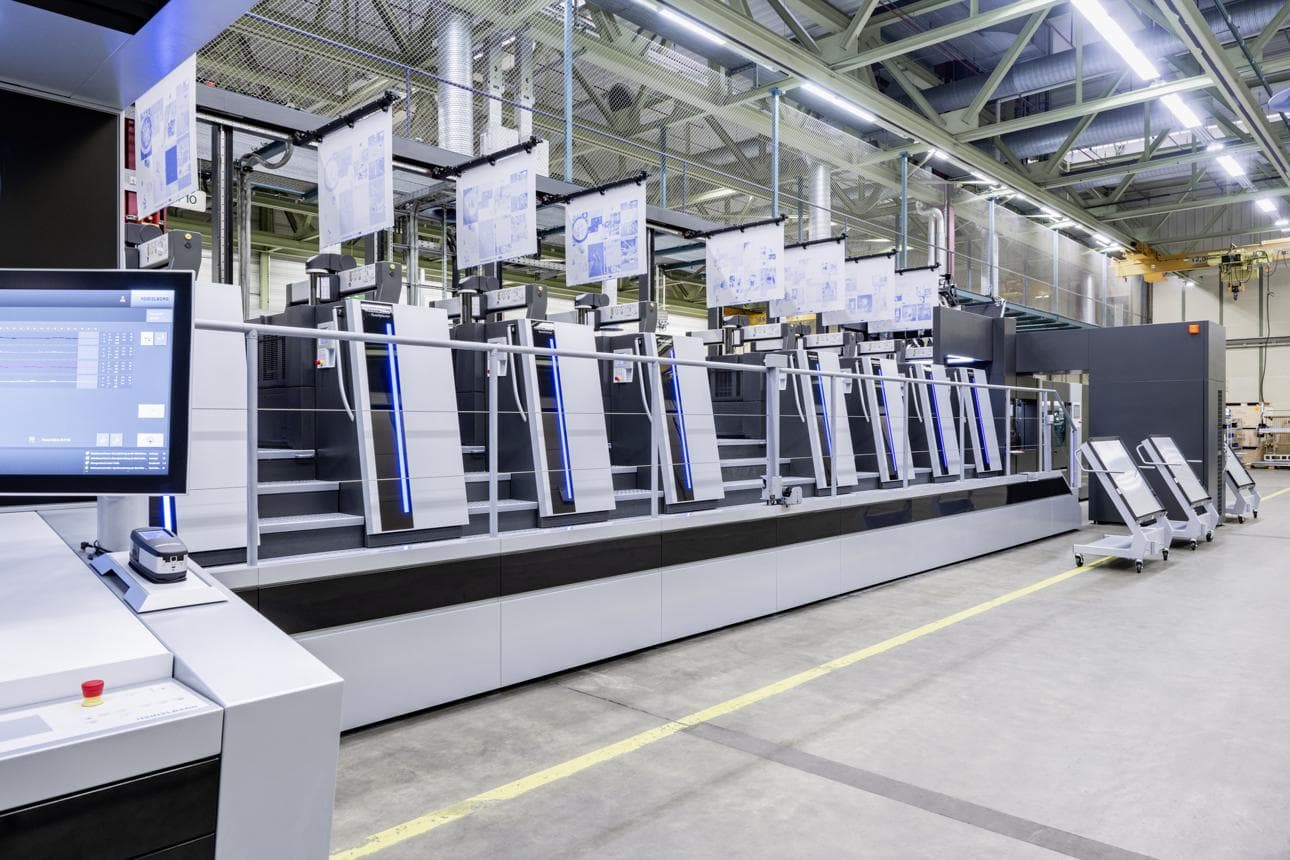 Offset printing press in a modern printing plant